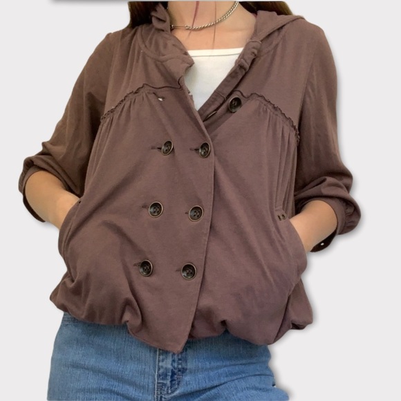 ✨SALE Button Down Hooded Jacket - Picture 1 of 4